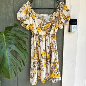 Bailey Blue Floral Puff Sleeve Mini Dress Size Medium